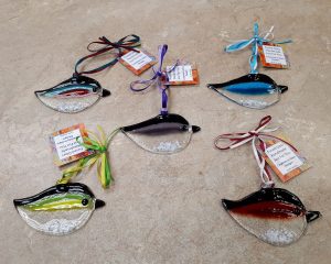 5 Fused Glass Birds